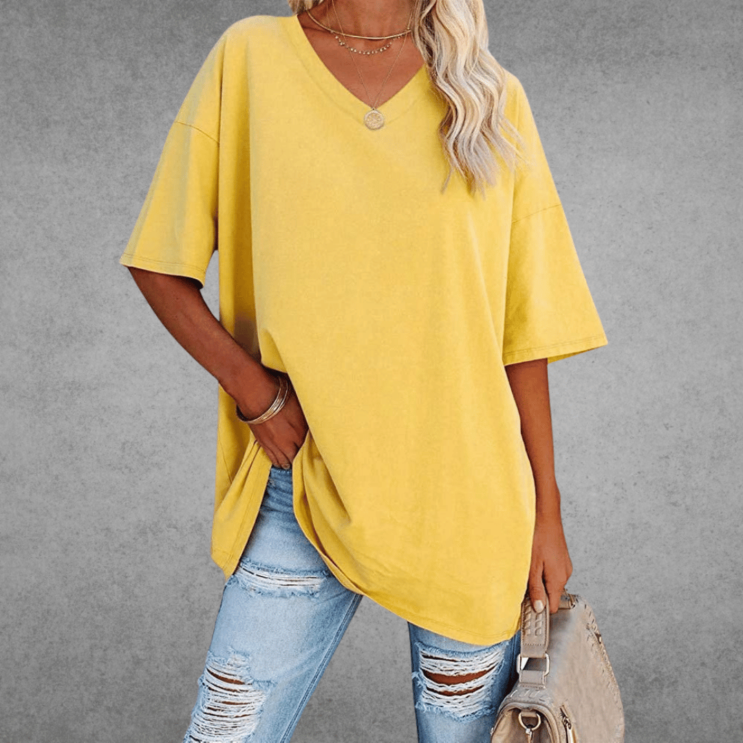 Damski T‑shirt z Dekoltem V i Lekką Konstrukcją