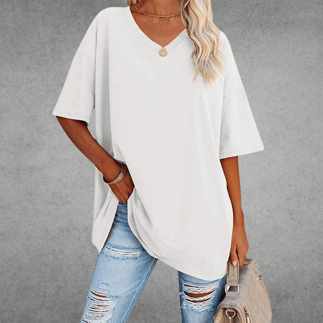 Damski T‑shirt z Dekoltem V i Lekką Konstrukcją
