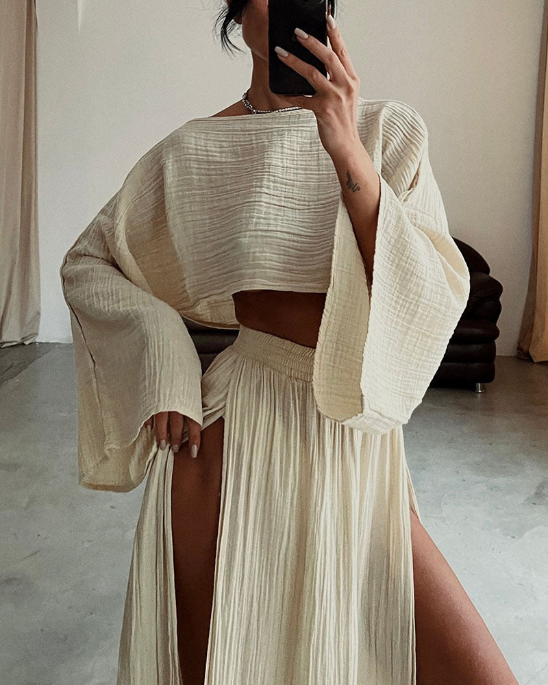 Women's Linen Two-Piece Set with Lightweight Summer Construction