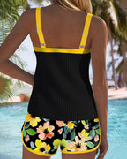 Damski Zestaw Tankini z Elegancką Górą i Wygodnymi Szortami