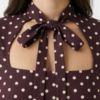 Women's Mini Dress with Off-Shoulder and Front Tie