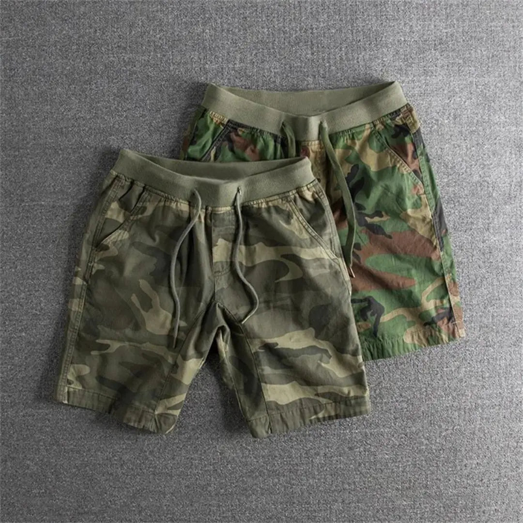 Taktyczne Szorty z Elastycznym Pasem i Wzorem Camo