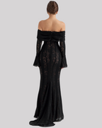 Elegantes Damen Spitzen-Maxikleid mit Carmenausschnitt