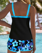 Damski Zestaw Tankini z Elegancką Górą i Wygodnymi Szortami