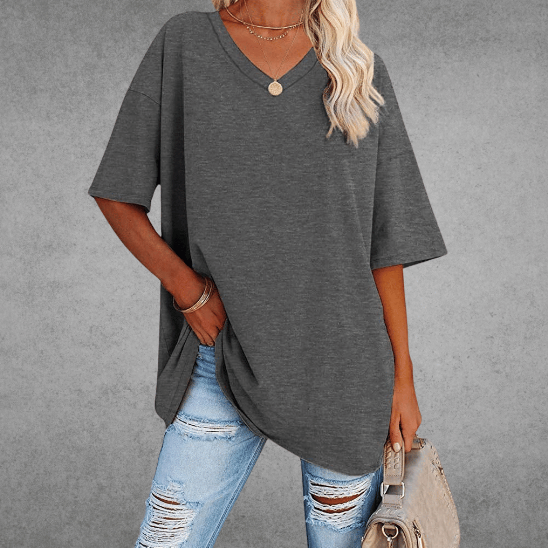 Damski T‑shirt z Dekoltem V i Lekką Konstrukcją