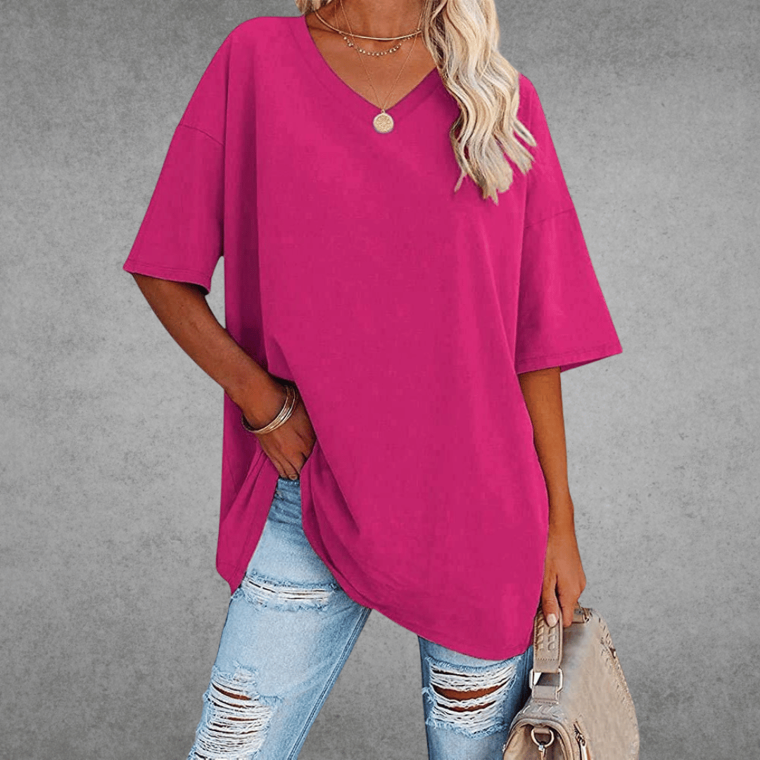 Damen T‑Shirt mit V‑Ausschnitt und leichtem Stoff