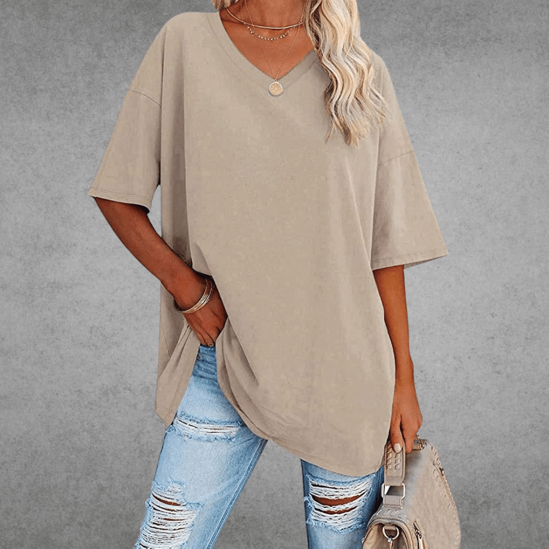 Damski T‑shirt z Dekoltem V i Lekką Konstrukcją