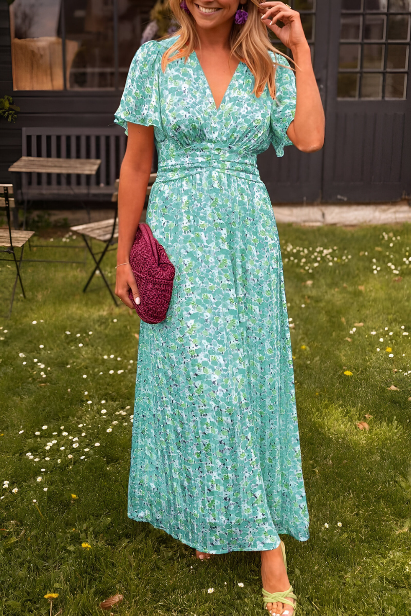 Damska Sukienka Maxi w Kwiaty Zwiewna Lekka Elegancka na Lato