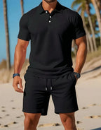 Men's Summer Two-Piece Set Made of Lightweight Knitwear