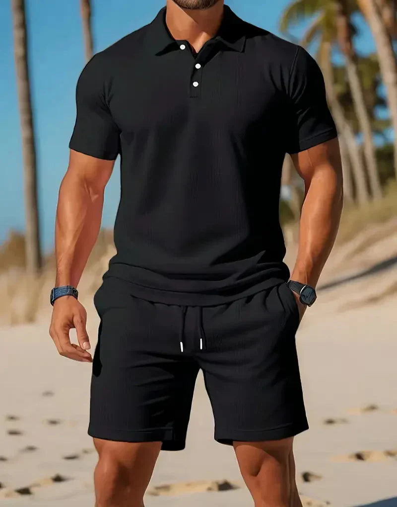 Men's Summer Two-Piece Set Made of Lightweight Knitwear