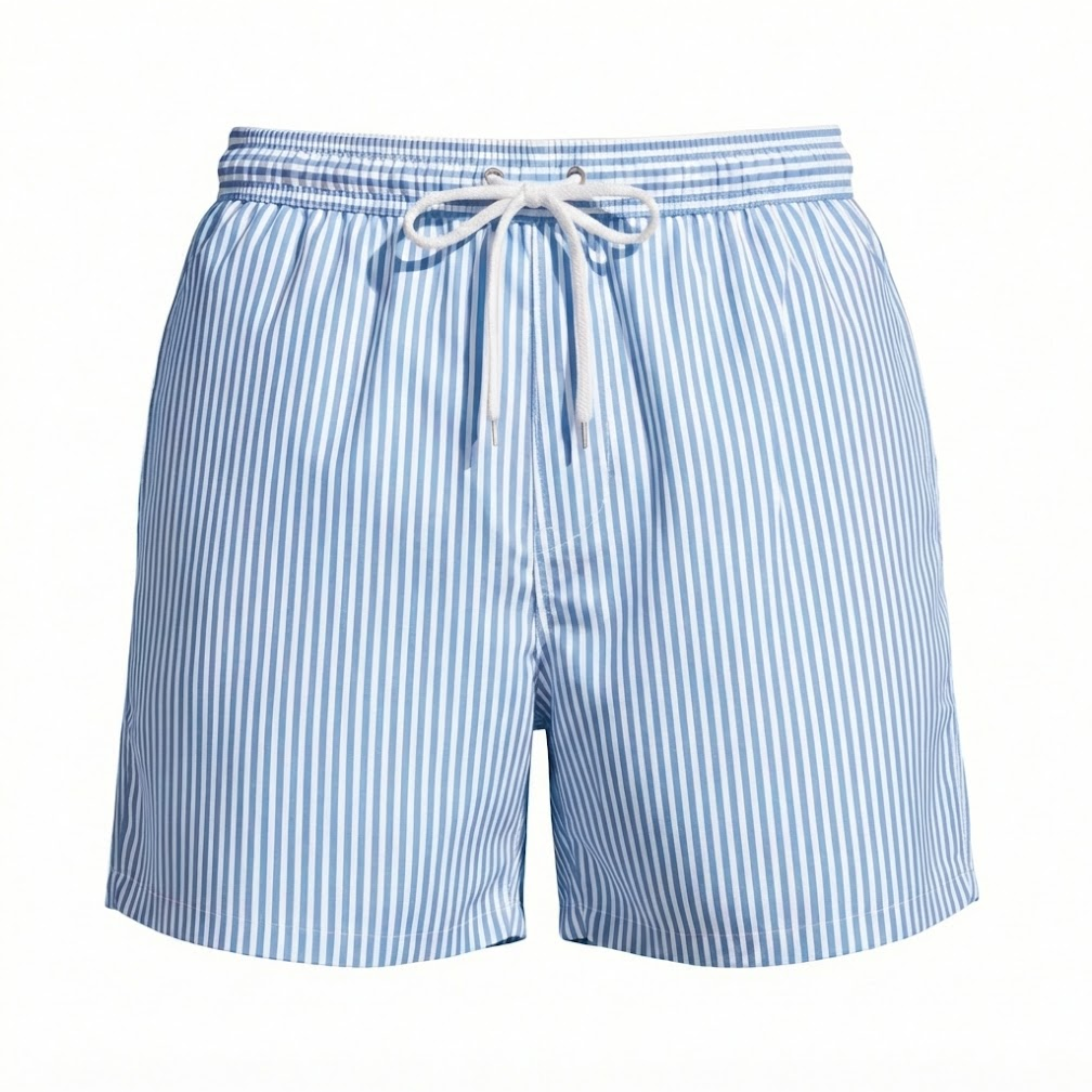 Herren Strandshorts mit vertikalen Streifen, elastischem Bund und lockerem Schnitt