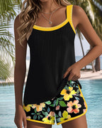 Damski Zestaw Tankini z Elegancką Górą i Wygodnymi Szortami