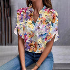Damen Vintage Bluse mit Blumenmuster und Flügelärmeln