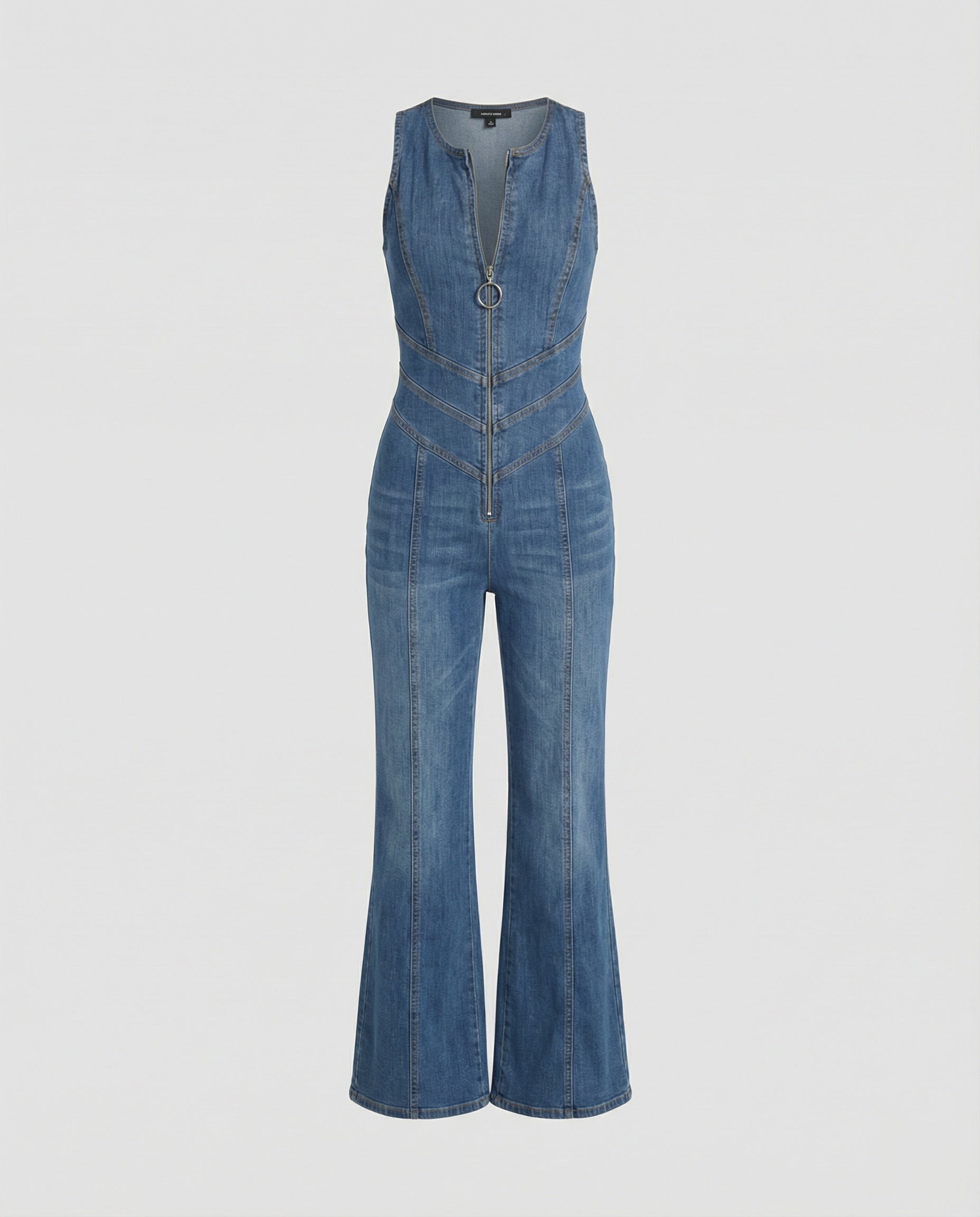 Dopasowany Kombinezon Denim z Zamkiem i Modelującym Krojem