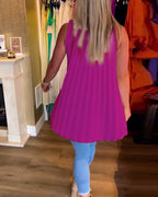 Damski Top Bez Rękawów z Ruffles i Rewersem o Eleganckiej Linii