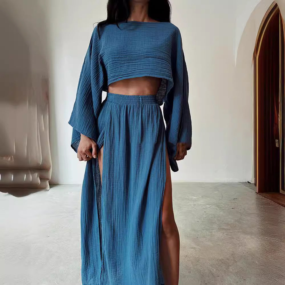 Women's Linen Two-Piece Set with Lightweight Summer Construction
