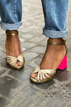 Damen Sandalen mit Dickem Absatz und Verstellbaren Riemen