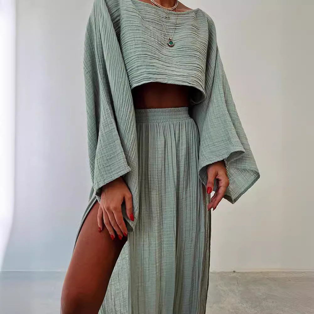 Women's Linen Two-Piece Set with Lightweight Summer Construction