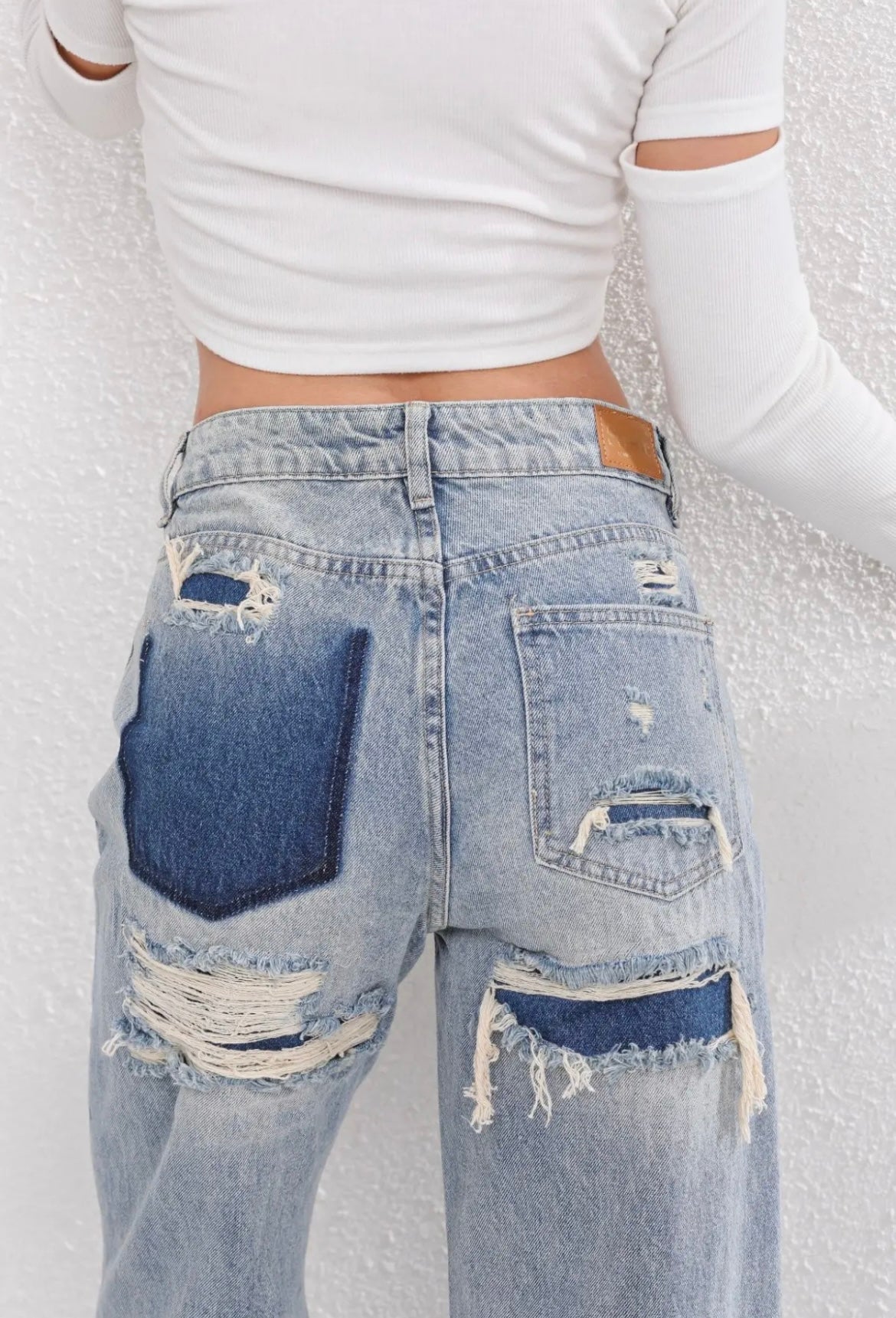 Damskie Jeansy z Przetarciami o Luźnej Konstrukcji Vintage