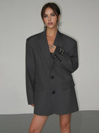 Damen Oversize Blazer mit Klassischem Reverskragen