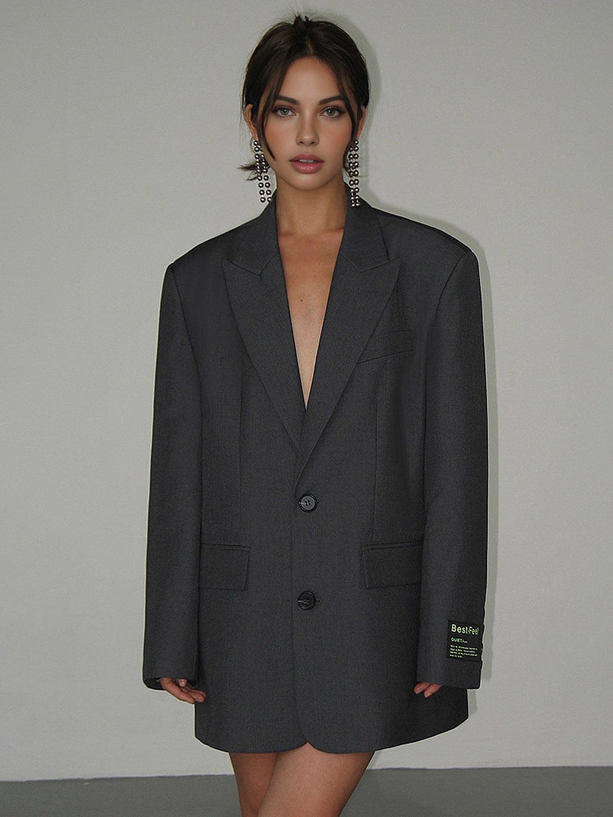 Damen Oversize Blazer mit Klassischem Reverskragen