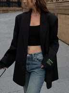 Damen Oversize Blazer mit Klassischem Reverskragen
