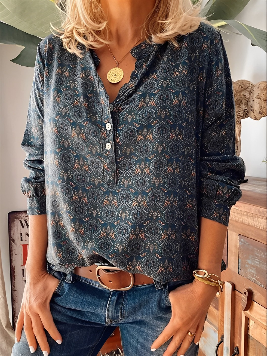 Sommerliche Vintage-Bluse mit lockerem Schnitt