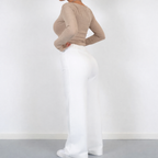 Damskie spodnie z wysokim stanem proste nogawki eleganckie casual