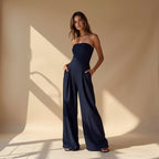 Elegancki Damski Kombinezon Strapless z Efektem Gorsetu