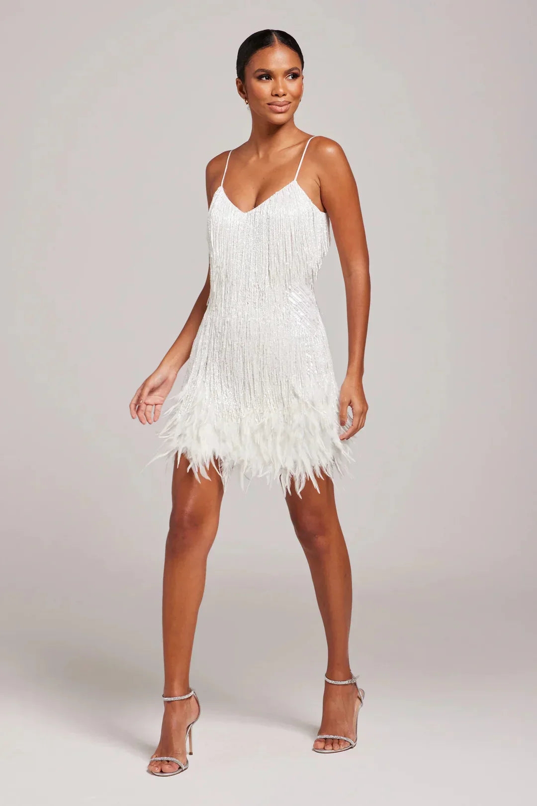 Women's Mini Dress with Feather Trim