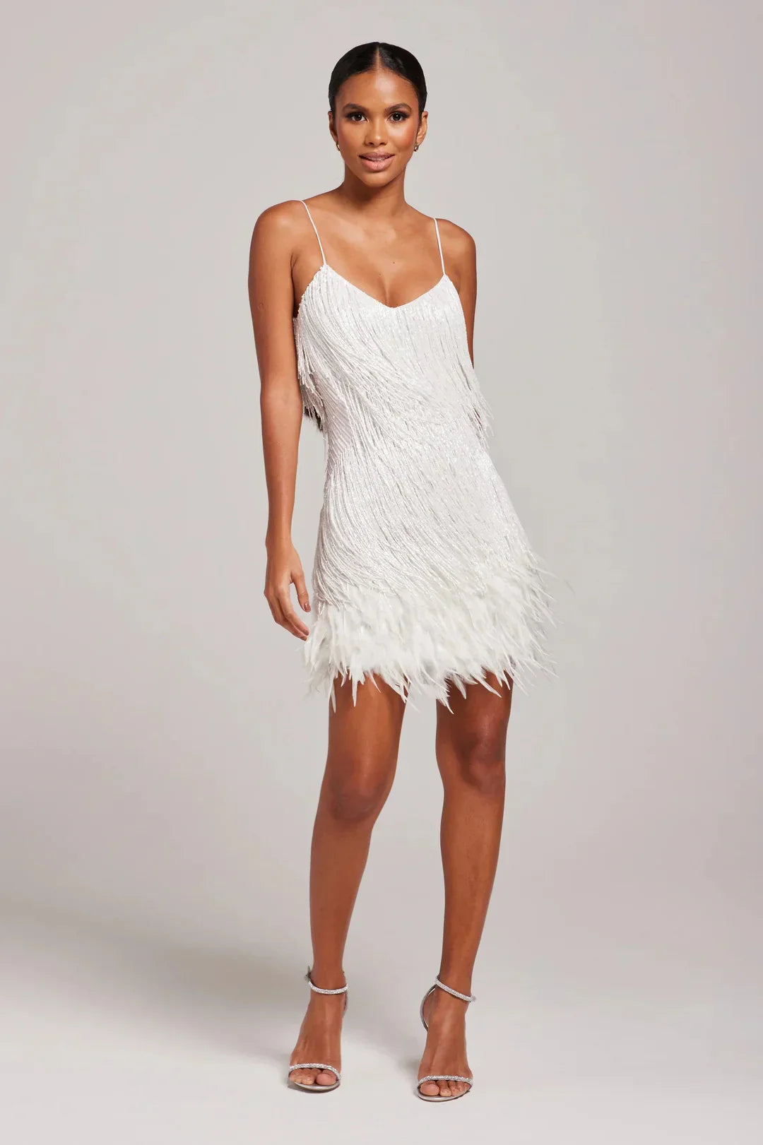 Women's Mini Dress with Feather Trim