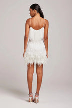 Women's Mini Dress with Feather Trim