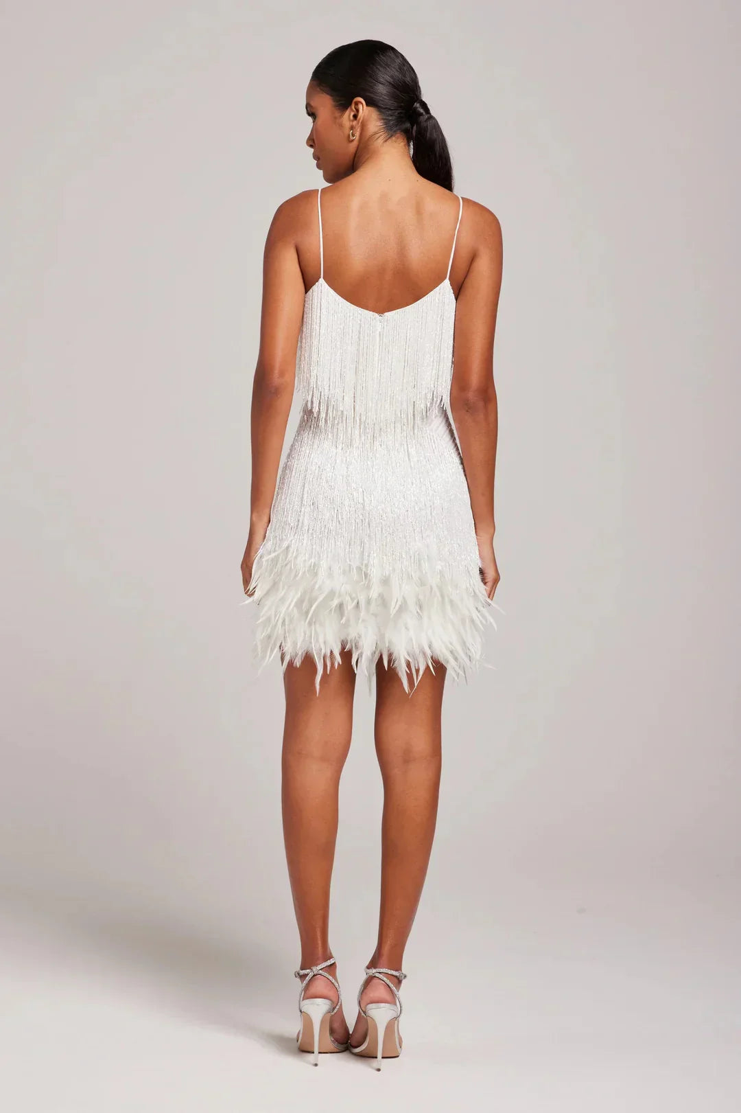 Women's Mini Dress with Feather Trim