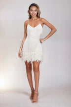 Women's Mini Dress with Feather Trim