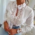 Damen Bluse mit Blumenmuster und Spitzen-Details