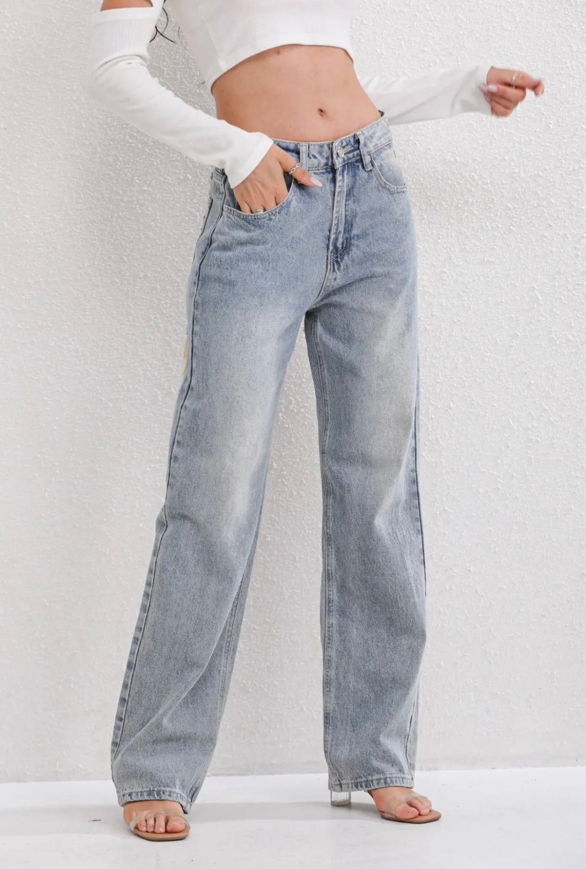 Damskie Jeansy z Przetarciami o Luźnej Konstrukcji Vintage