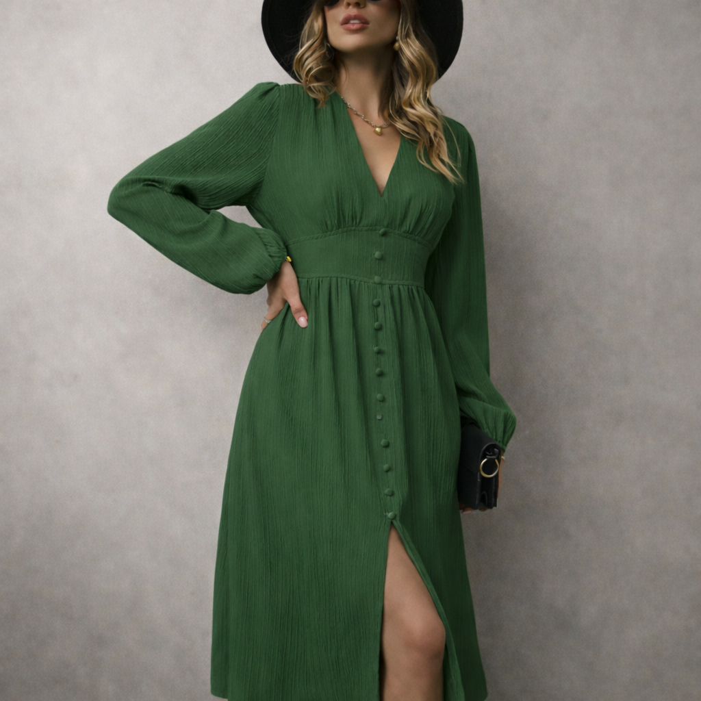Elegancka Damska Maxi Sukienka w Stylu Vintage