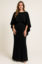 Elegancka Damska Maxi Sukienka z Rękawami Nietoperz