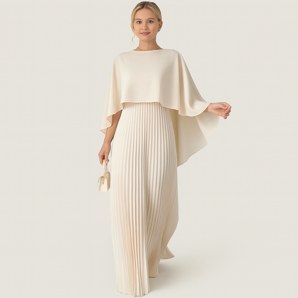 Elegancka Damska Maxi Sukienka z Rękawami Nietoperz