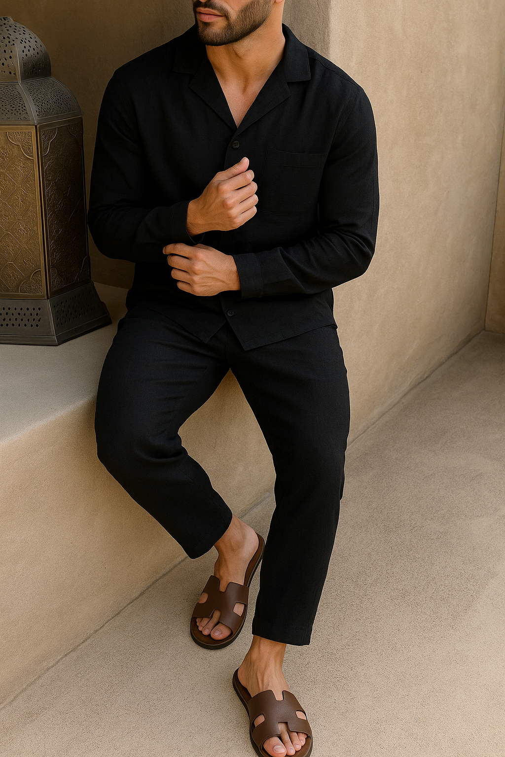 Men's Linen Set with Lightweight and Breathable Construction