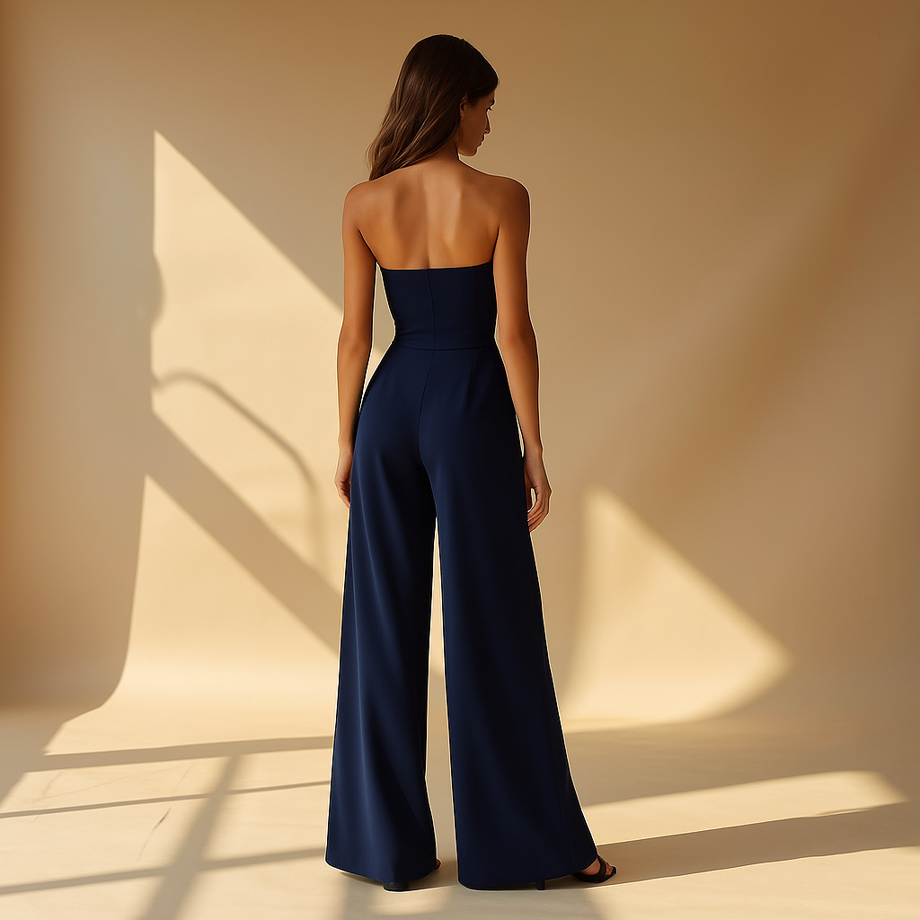 Elegancki Damski Kombinezon Strapless z Efektem Gorsetu