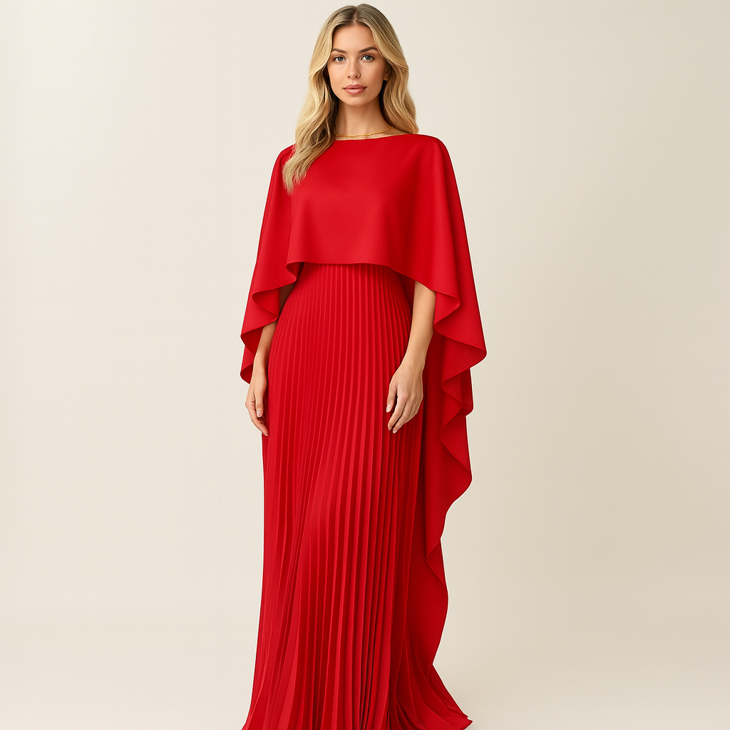 Elegancka Damska Maxi Sukienka z Rękawami Nietoperz