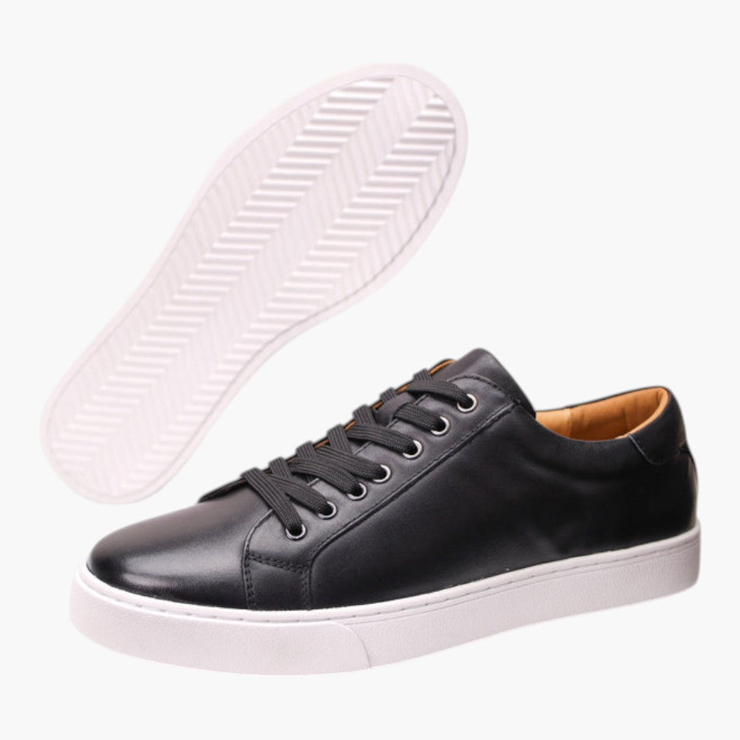 Męskie Sneakersy Sznurowane z Cholewką ze Skóry i Gumową Podeszwą