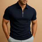 Męskie Polo Slim Fit z Zapięciem na Zamek