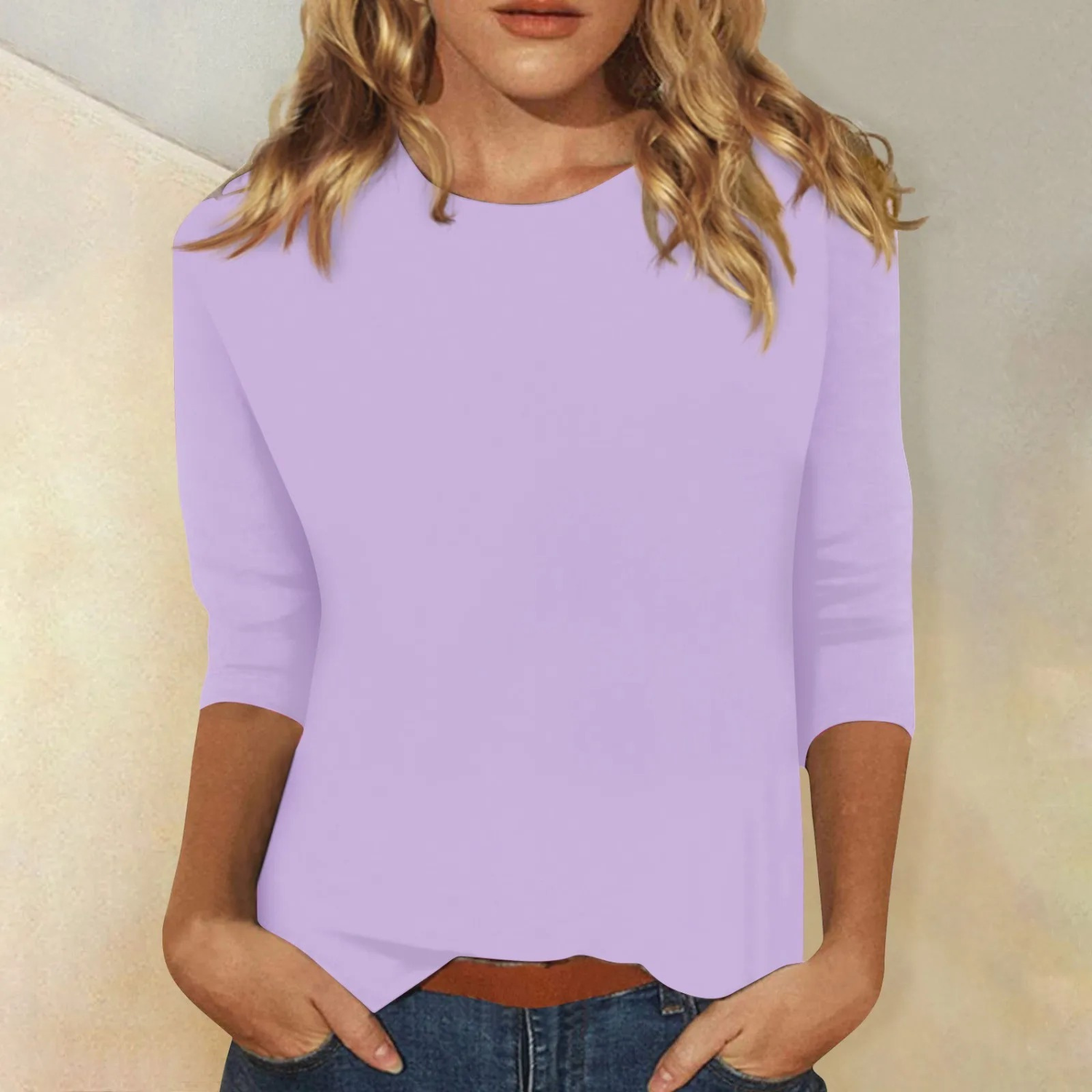 Damski T‑Shirt z Długim Rękawem i Okrągłym Dekoltem