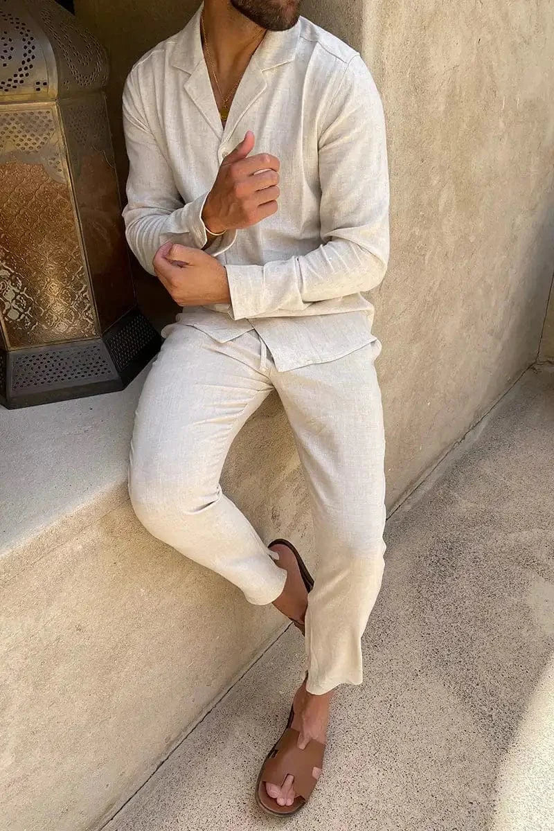 Men's Linen Set with Lightweight and Breathable Construction