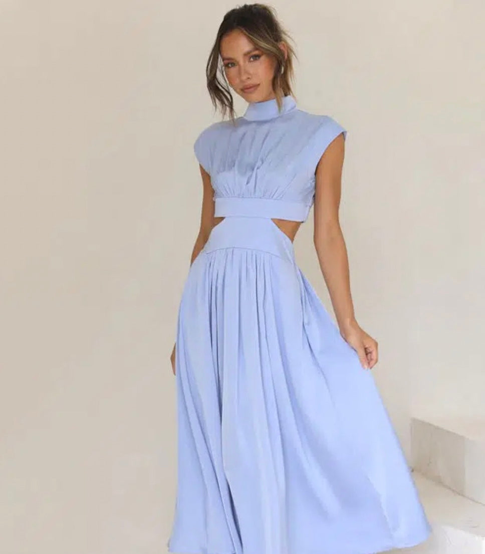 Elegancka Damska Maxi Sukienka z Dekoltem Mock Neck