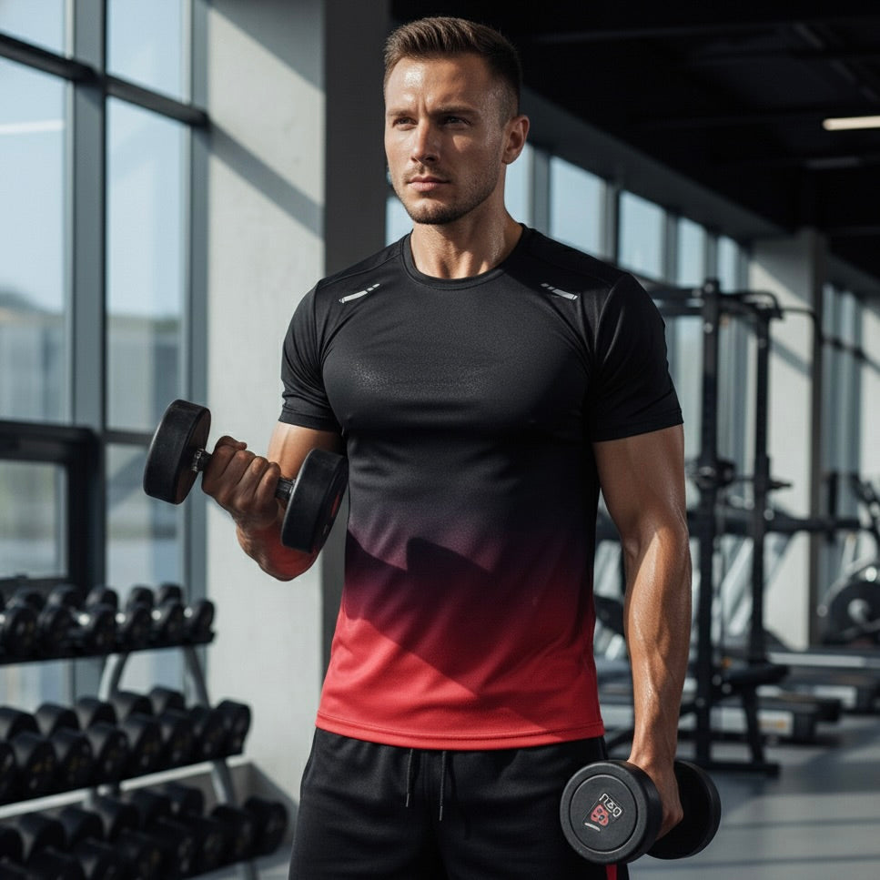 Men's Sport Set Made of Breathable Fabric (T-Shirt + Shorts)