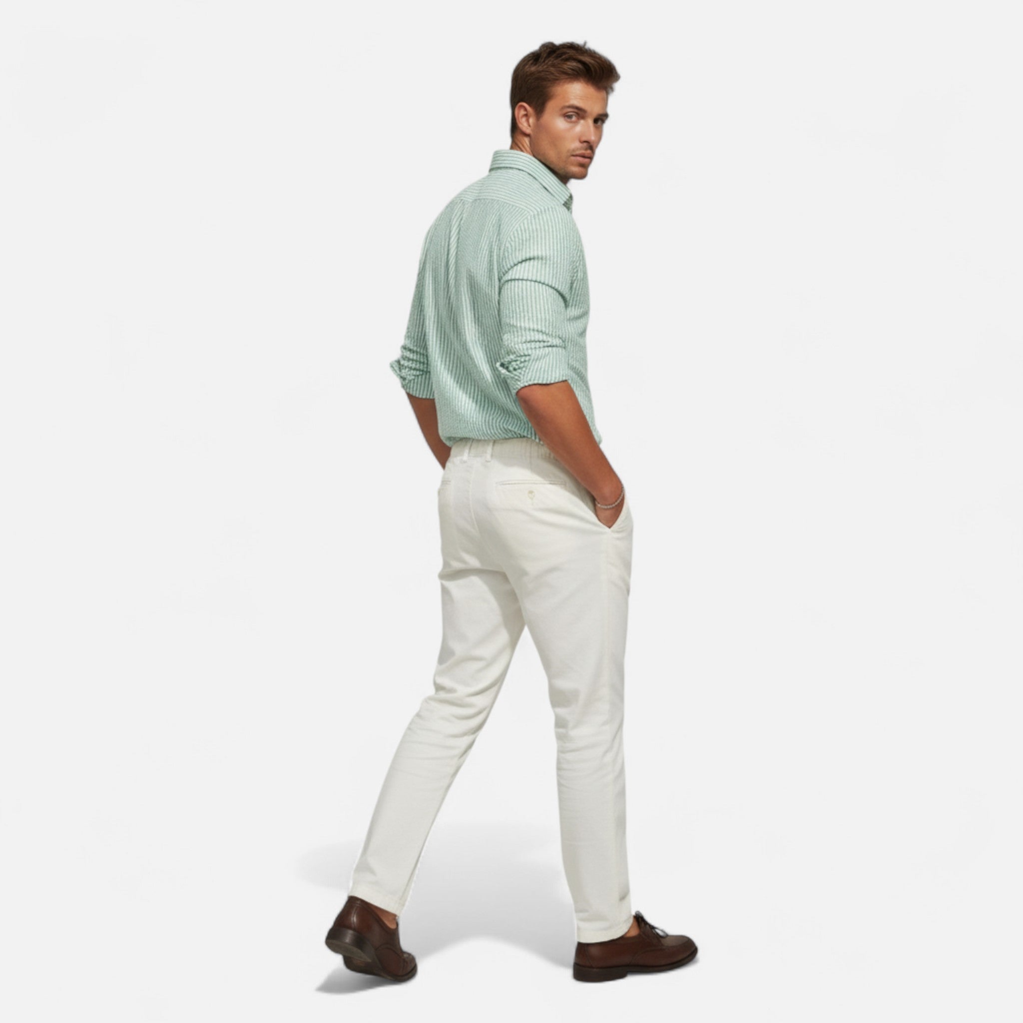 Męska Koszula Biznesowa Slim Fit z Elastycznej Tkaniny i Gładką, Elegancką Linią