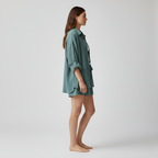 Damen-Set aus leichter Baumwolle: Hemd und Shorts mit elastischem Bund